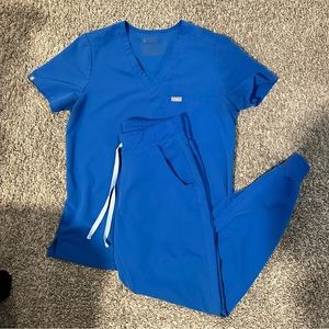 Royal blue figs scrub set